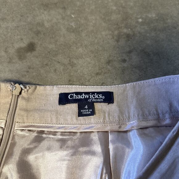 Vintage Chadwicks Womens 4 Tan Lightweight Linen Pencil Straight Skirt Knee Chic - Picture 10 of 10